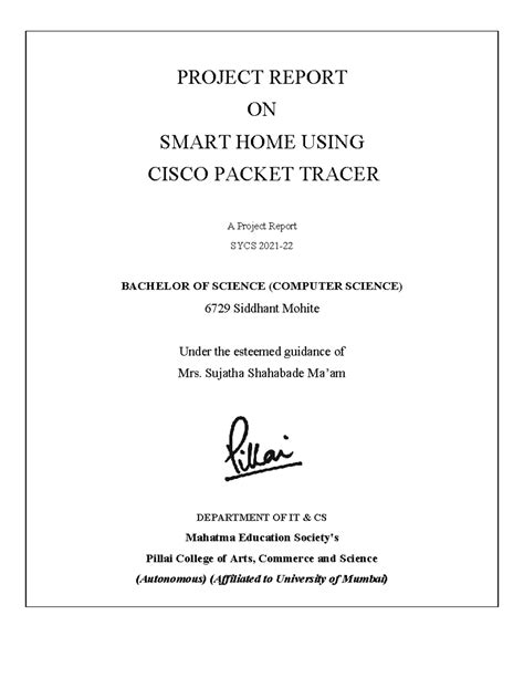 Smart Home Project Report Using Cisco Packet Tracer (SYCS 2021) - Studocu