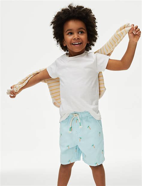 Buy Pure Cotton Palm Tree Shorts (2–8 Yrs) at Marks & Spencer