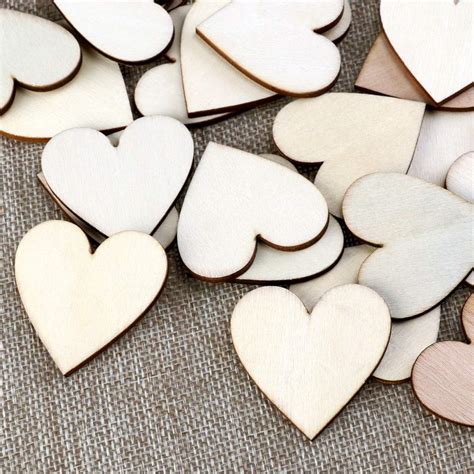 Maxclu Unfinished Wooden Slices Heart Shaped Wood Discs Cutouts Wood ...