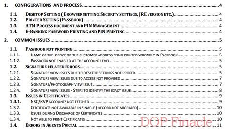 Frequently Asked Questions and User Guide for DOP Finacle