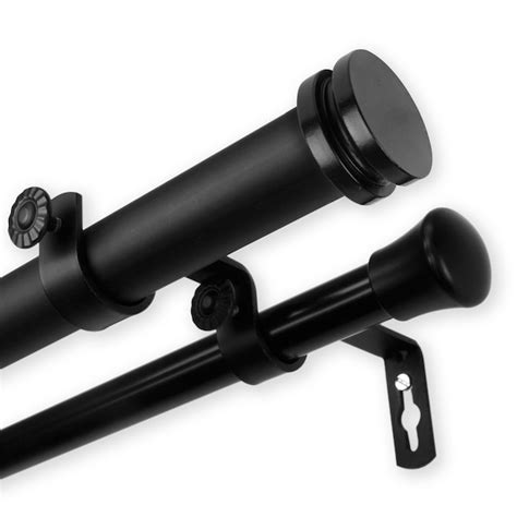 Hart & Harlow 1-in Alba 48-in to 84-in Black Steel Double Curtain Rod ...
