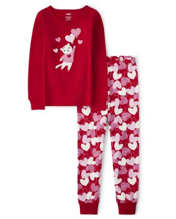 Girls Long Sleeve Cat Snug Fit Cotton Pajamas - Gymmies - RED | Gymboree