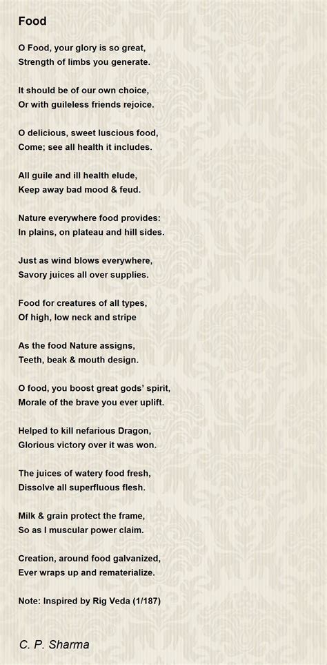 Food Poem by C. P. Sharma - Poem Hunter