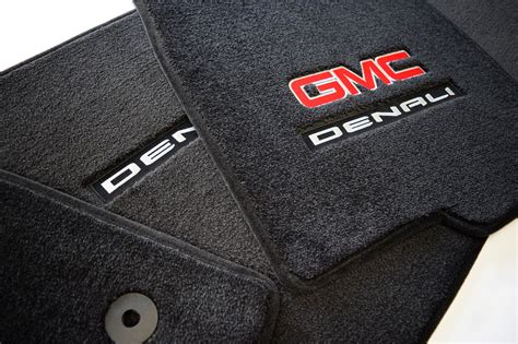 2021-2025 GMC Sierra Denali Floor Mats GMCDenali Logos Carpeted Storage ...