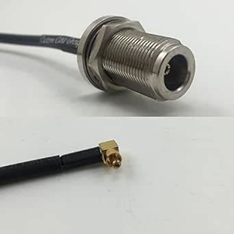 12 inch RG188 N FEMALE BULKHEAD to MC CARD MALE ANGLE Pigtail Jumper RF ...