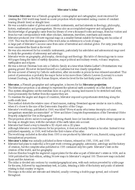 Mercator's Atlas - Notes - Mercator’s Atlas Gerardus Mercator was a ...