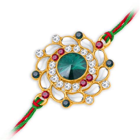 Sukkhi Trendy Gold Plated Floral Rakhi with Roli Chawal and Raksha Ban ...