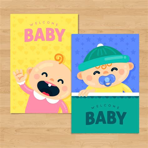 可爱迎婴儿男孩女孩baby卡片设计矢量素材_蛙客网viwik.com