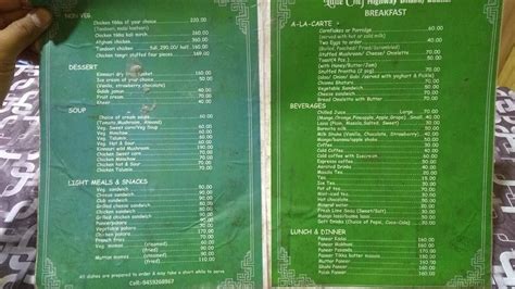 Menu at Little Chef Highway Dhaba NH-5, Suru