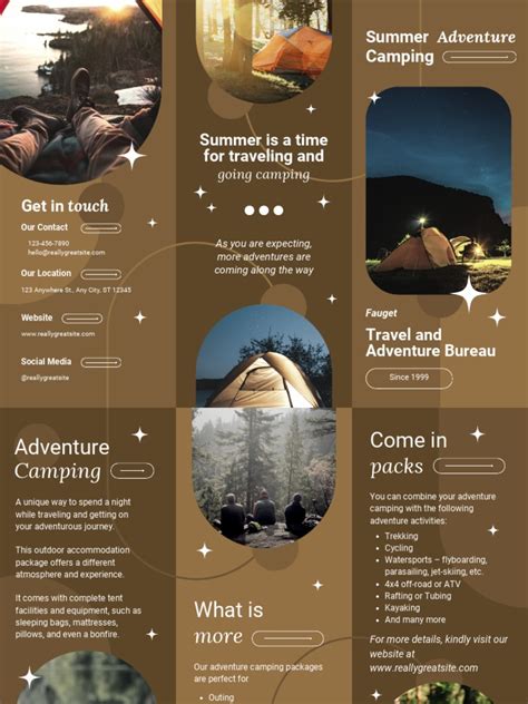 Brown Creative Travel Adventure Trifold Brochure | PDF | Camping ...