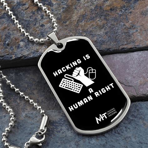 Hacking is a human right - Graphical Dog Tag and Ball Chain – MyHackerTech