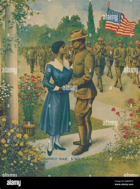 'Colored Man is No Slacker', 1918. First World War poster showing an ...
