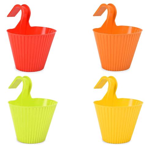 Go Hooked Plastic Hanging Pots & Planters- Multicolour, Set of 4 ...