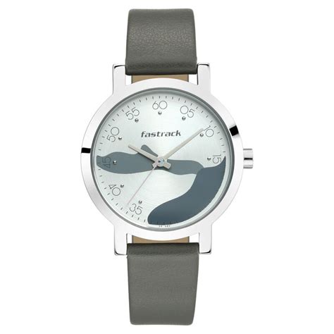 Buy Online Fastrack Bare Basics Quartz Analog Silver Dial Leather Strap ...