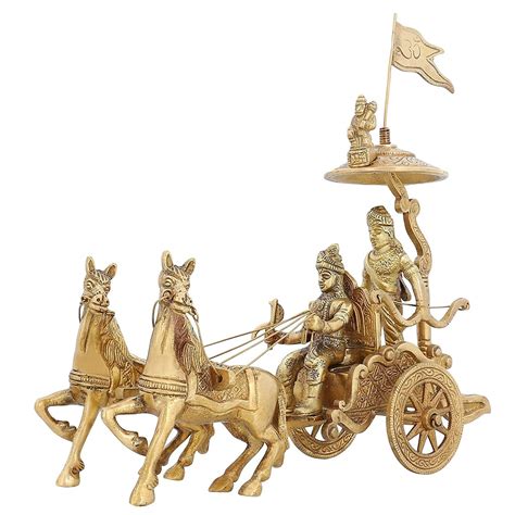 Buy Dattatreya Home Décor Brass Statue Lord Krishna Arjun Chariot ...