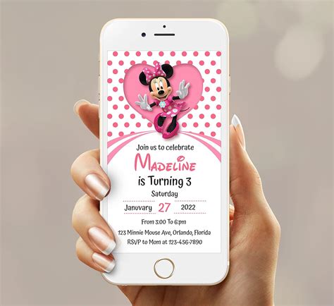 Minnie Mouse 1st Birthday Invitation Girl Mobile | Ubuy India