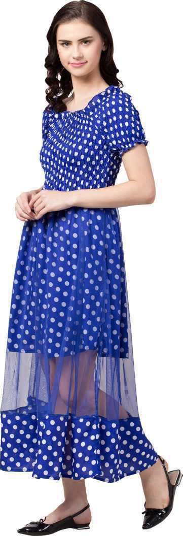 Whitewhale Women Fit and Flare Blue Dress