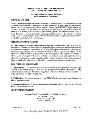 Fillable Online APPLICATION TO VISIT TDCJ OFFENDER Fax Email Print ...