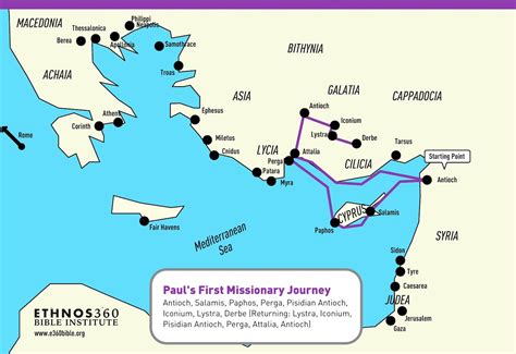Paul's First Missionary Journey Map Printable | Adams Printable Map