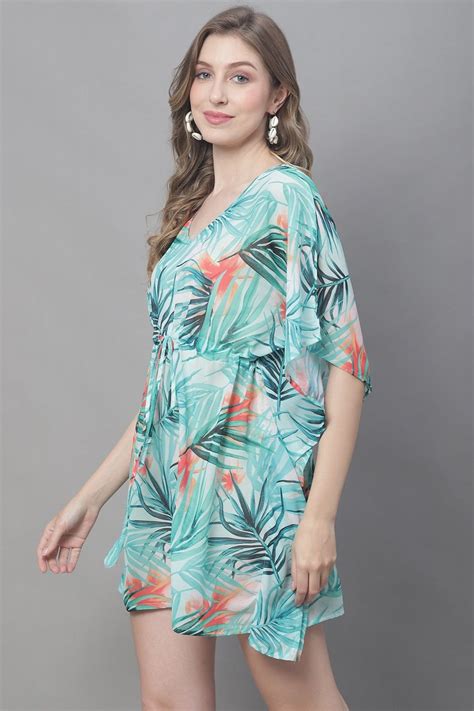Beach Dress for Women – Green Georgette Cover-Up | Claura