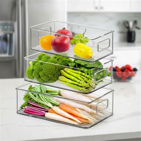 Prime Pick Stackable Food Storage Containers with Handles Acrylic Frid