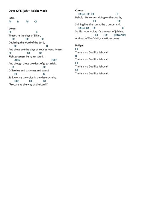 Days Of Elijah Guitar Chords
