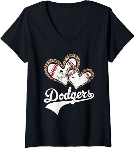 Womens Vintage Dodgers Last Name Proud Retro Lovers Name Leopard V-Neck ...