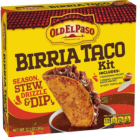 Old El Paso Birria Taco Kit with Seasoning, Sauce and Soft Tortillas ...
