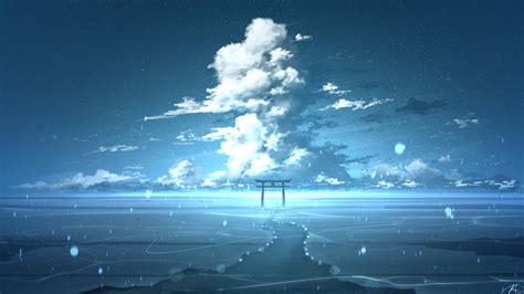 Cloudy Landscape Digital Anime Art Wallpaper, HD Anime 4K Wallpapers ...