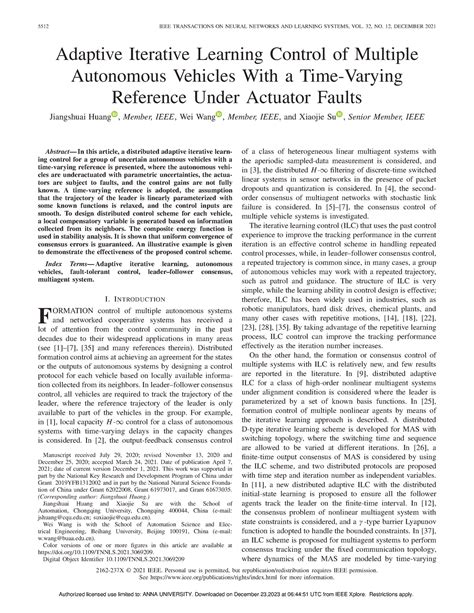 Adaptive Iterative Learning Control of Multiple Autonomous Vehicles ...