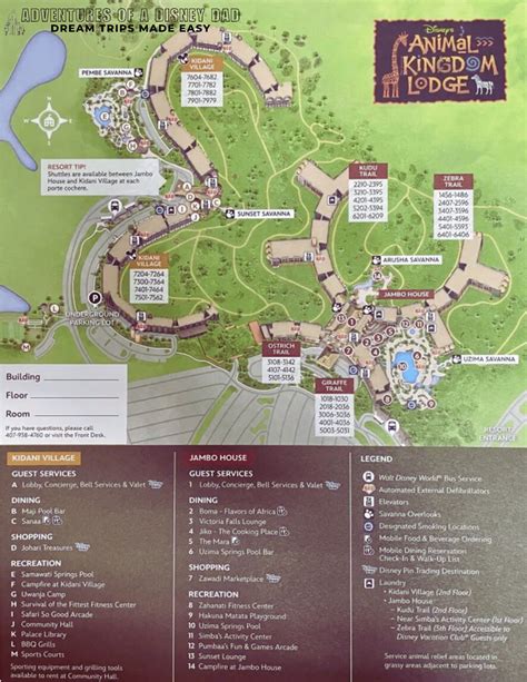 Disney’s Animal Kingdom Lodge Resort Map (Including Kidani and Jambo ...