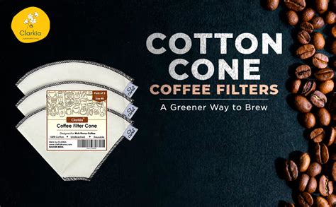 Clarkia 3 Piece Count #6 Cotton Cone Coffee Filters Unbleached All ...