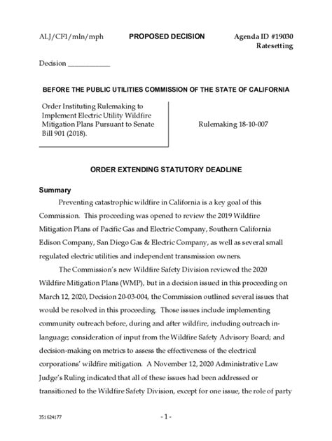 Fillable Online docs cpuc ca - 1 - ALJ/CF1/mph PROPOSED DECISION Agenda ...