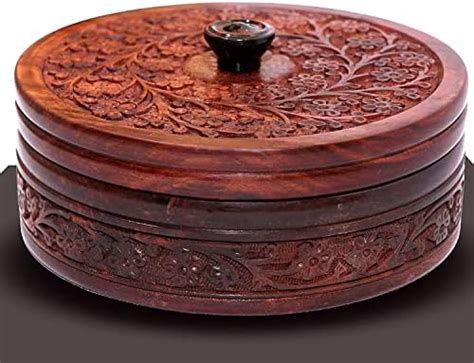 Buy 4square Wood Chapati Paratha Puri Box, Wooden Roti Box, Dabba ...