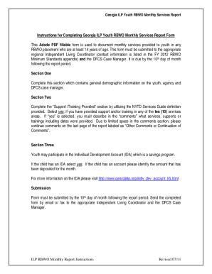 Fillable Online Instructions for Completing Georgia ILP Youth RBWO ...
