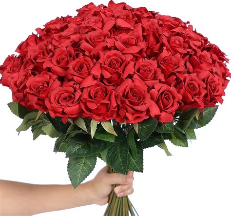 Amazon.com: YXZZWL 60 Pcs Artificial Roses in Bulk, Fake Silk Roses ...