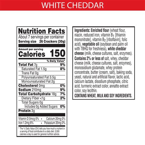 40 cheezits nutrition label