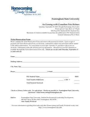 Fillable Online framingham Framingham State University An Evening with ...