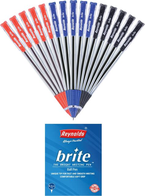 Reynolds BRITE BP 15 CT POUCH - 5 BLUE, 5 BLACK, 5 RED | Ball Point Pen ...