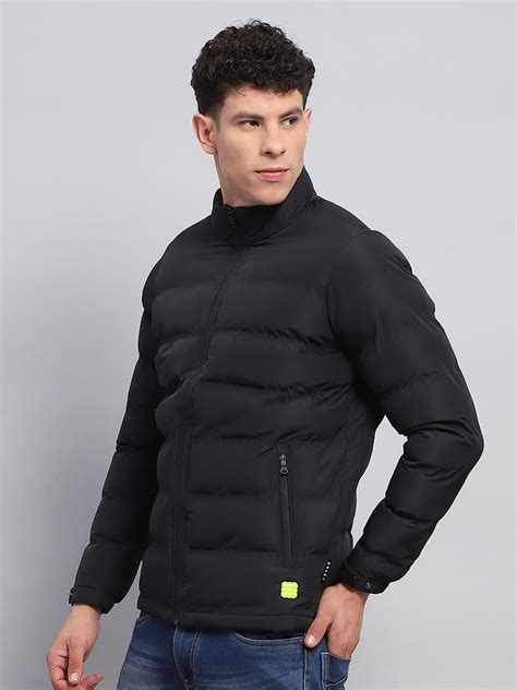Buy Men Black Solid Mock Neck Full Sleeve Heating Jacket Online in ...