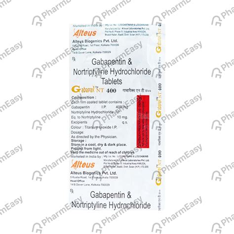 Gabapax Nt 400mg Strip Of 10 Tablets: Uses, Side Effects, Price ...