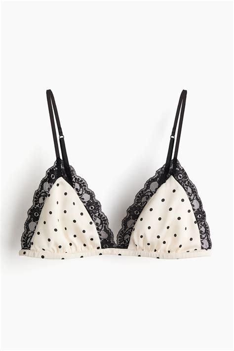 Soft satin bra - Cream/Polka dot - Ladies | H&M IN