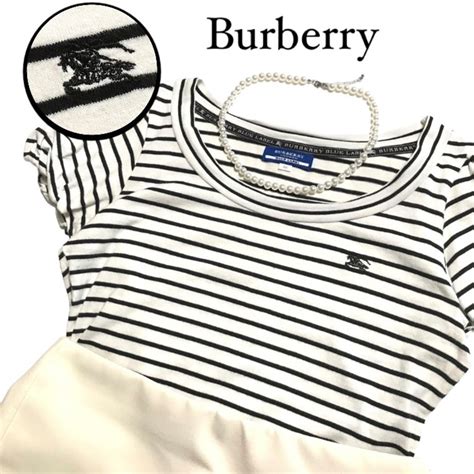 10110 burberry tops バーバリー トップス ボーダー 半袖 ホワイト 夏服 レディース ウィメン ヴィンテージ ユーズド ...