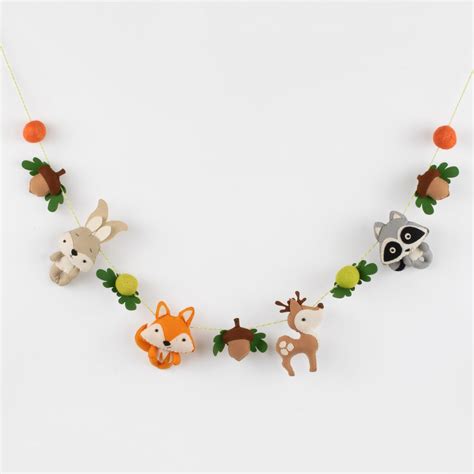 Handmade Felt Baby Garland Nursery Crib Decor Woodland Theme Bunting ...