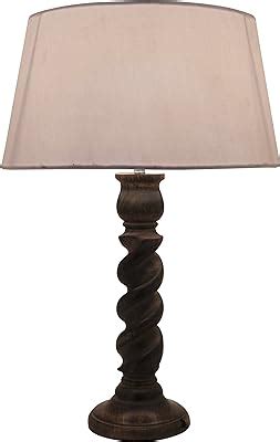 Buy Homesake ® Floral Carved Black Wood Table Lamp with White Drum ...