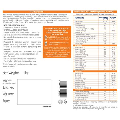 Buy GRITZO SUPERMILK HEIGHT+ (8-12Y GIRLS),10G PROTEIN WITH ZERO ...