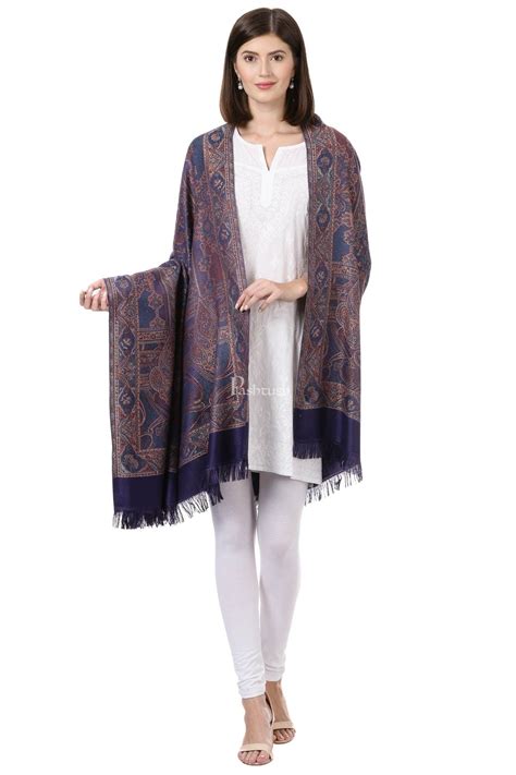 Pashtush Women'S Jamawar Shawl, Navy Blue – Pashtush Shawl Store