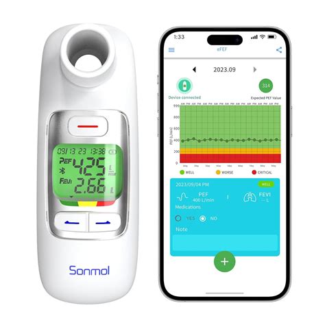 Digital Peak Flow Meter Spirometer with Bluetooth for Kids and Adults ...