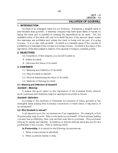 Valuation OF Goodwill - Useful - UNIT – IV LESSON – 11 VALUATION OF ...