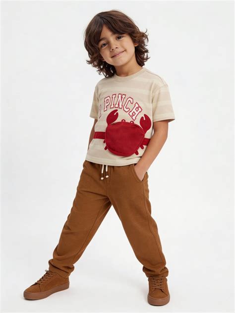 Buy HOP Kids Boys Beige Text Design Cotton T-Shirt from Westside